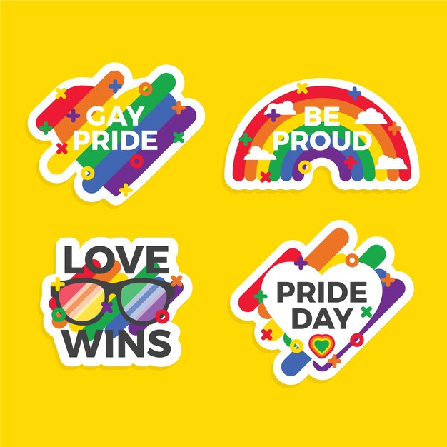 Pride day labels concept