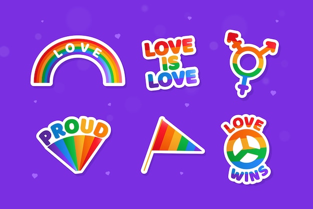 Free vector pride day labels illustration set