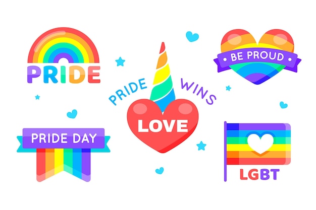 Vettore gratuito pacchetto etichette pride day