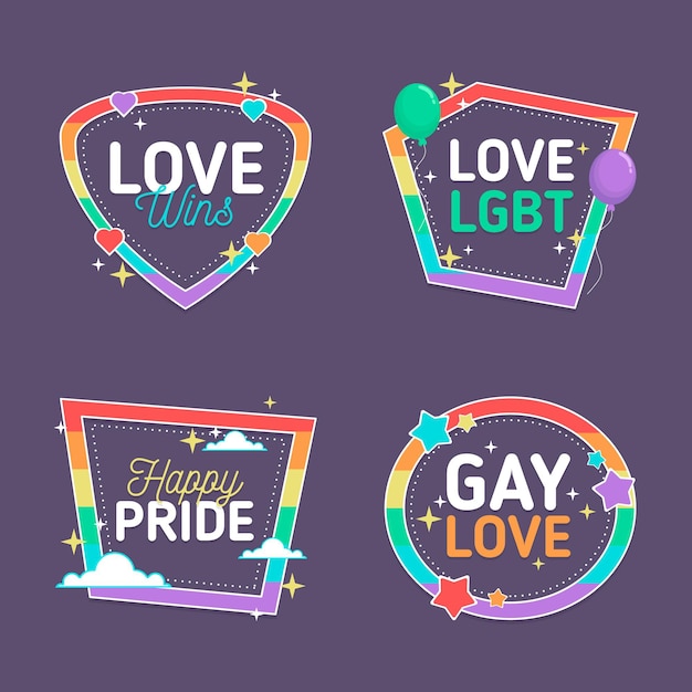 Free vector pride day labels set