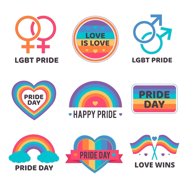 Free vector pride day lables collection design