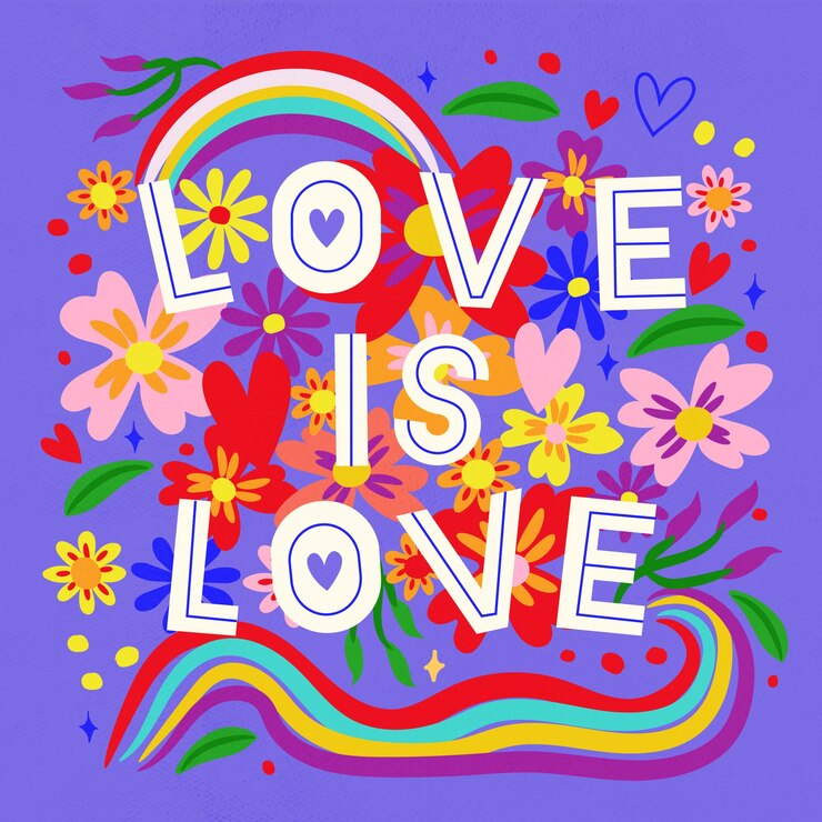 Free Vector pride day lettering message theme