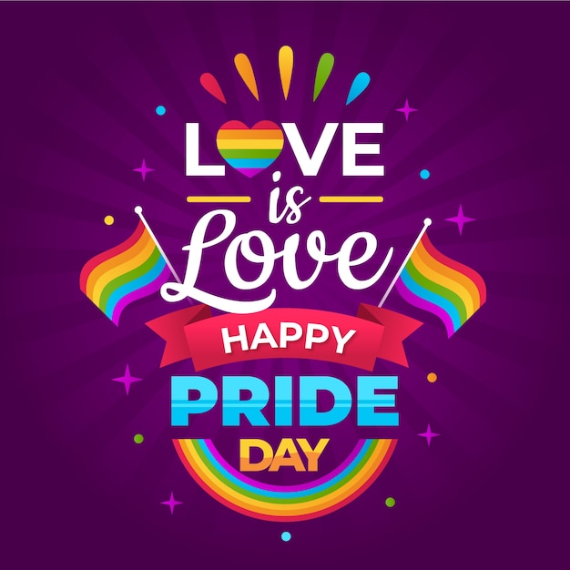 Vettore gratuito pride day in stile lettering