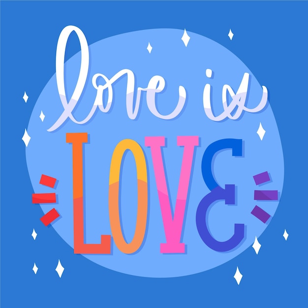 Free vector pride day lettering with love