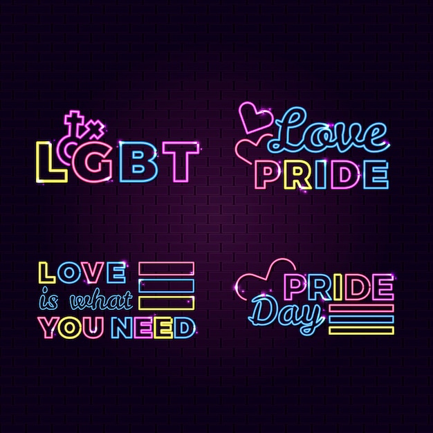 Free vector pride day neon sign collection style