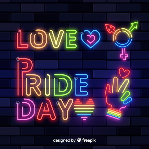 Pride day neon sign collection