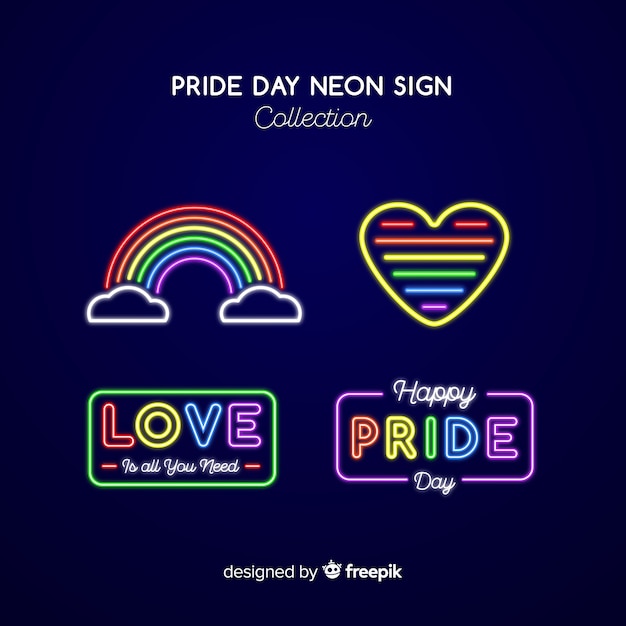 Pride day neon sign collection