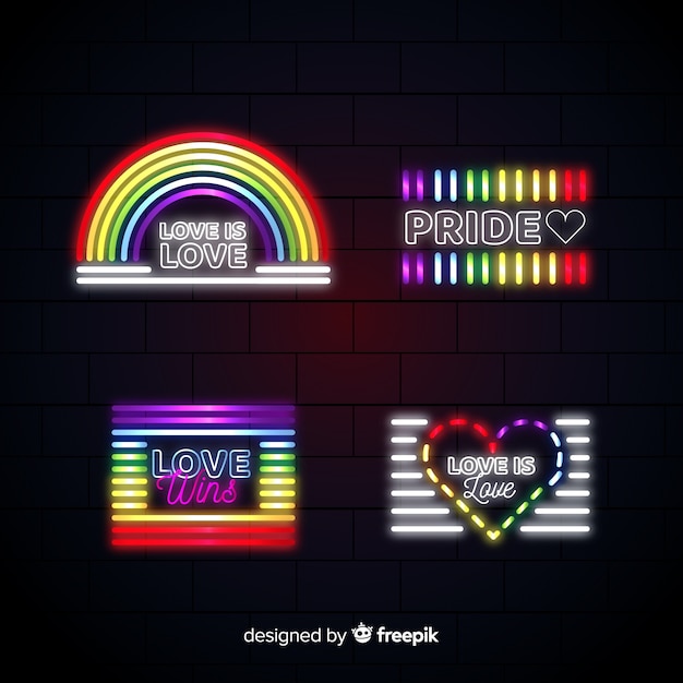 Pride day neon sign collection