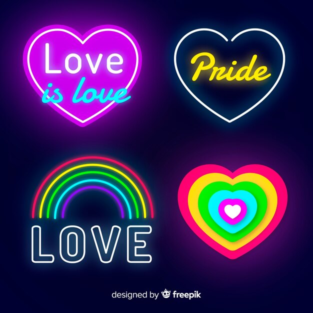 Pride day neon sign collection