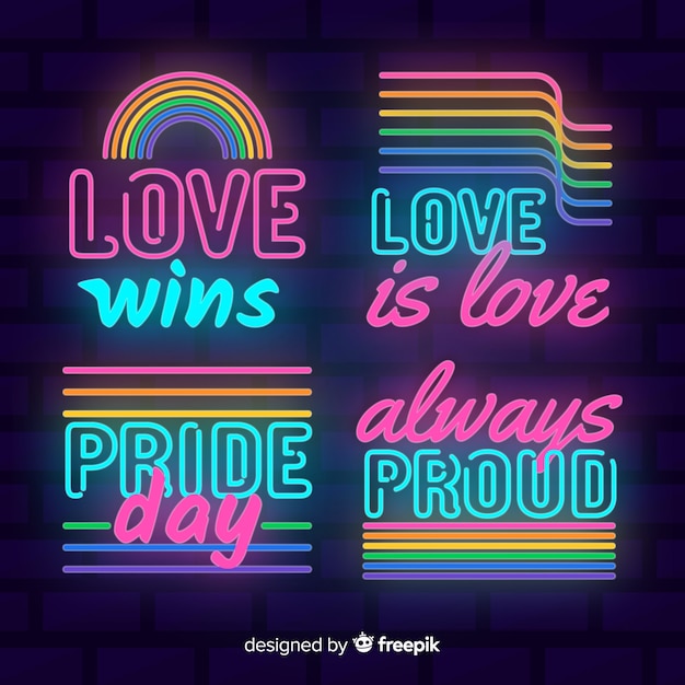 Pride day neon sign collection