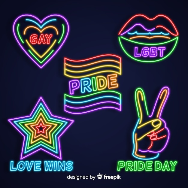 Pride day neon sign collection