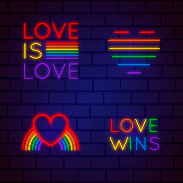 Pride day neon signs concept