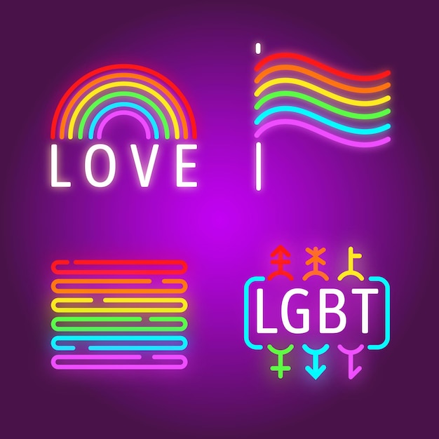 Free vector pride day neon signs design