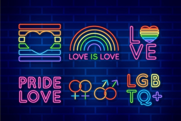 Pride day neon signs theme