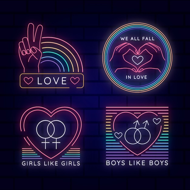 Pride day neon signs