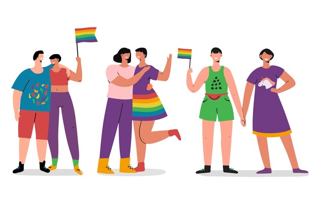 Free vector pride day people collection