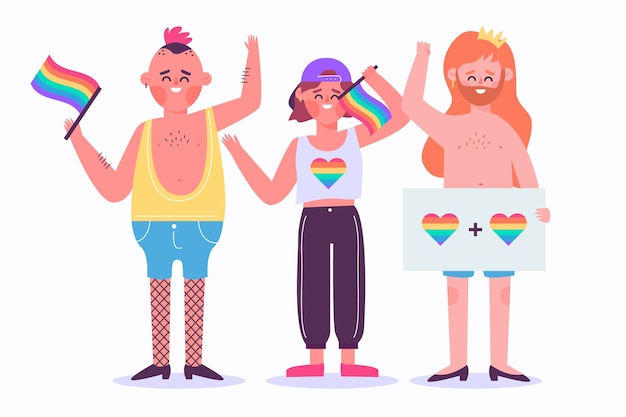 Free vector pride day people concept