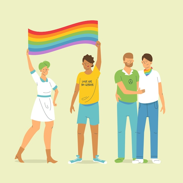 Free vector pride day people concept