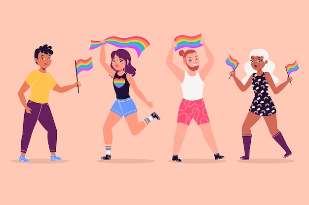 Free vector pride day people concept