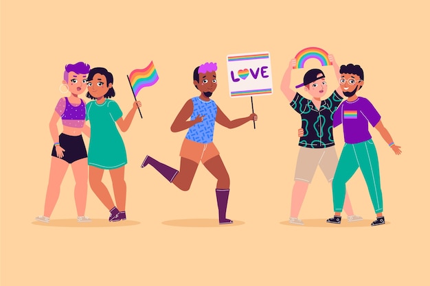 Free vector pride day people concept