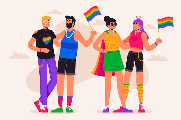 Free vector pride day people concept