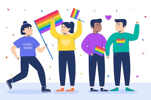 Бесплатное векторное изображение Иллюстрация людей дня гордости