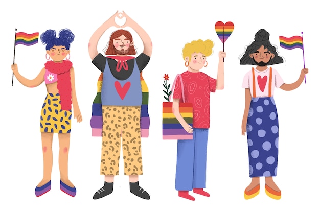 Free vector pride day people together