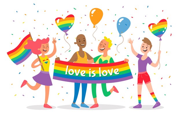 Free vector pride day people