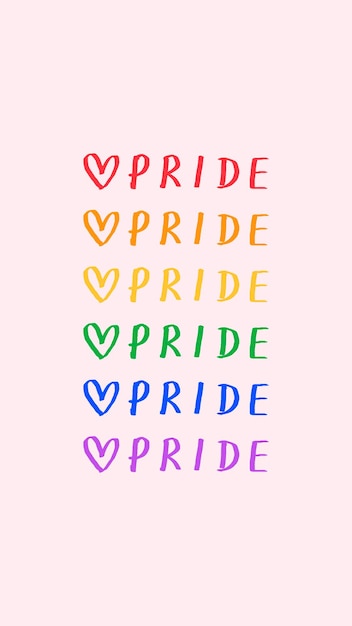 Pride doodle typography on a pink background