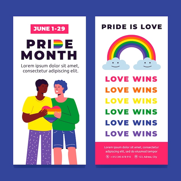 Free vector pride month flat banner