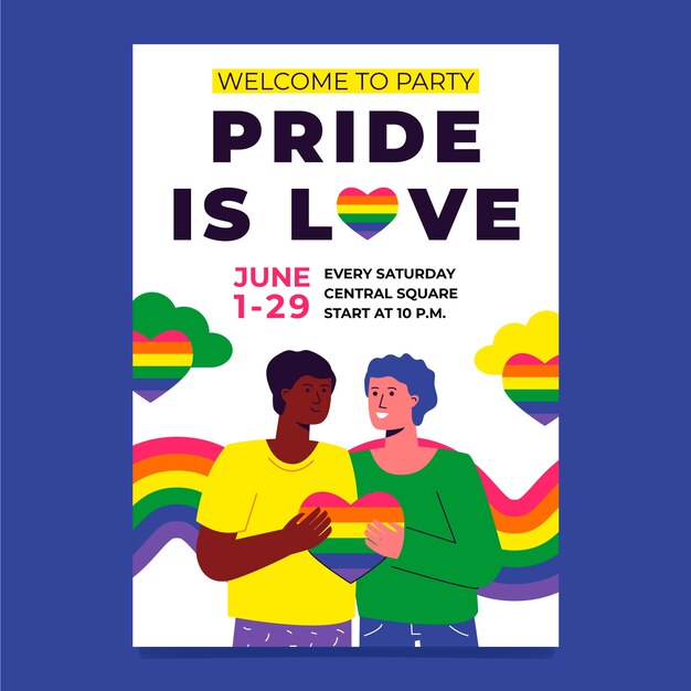 Pride month flat invitation