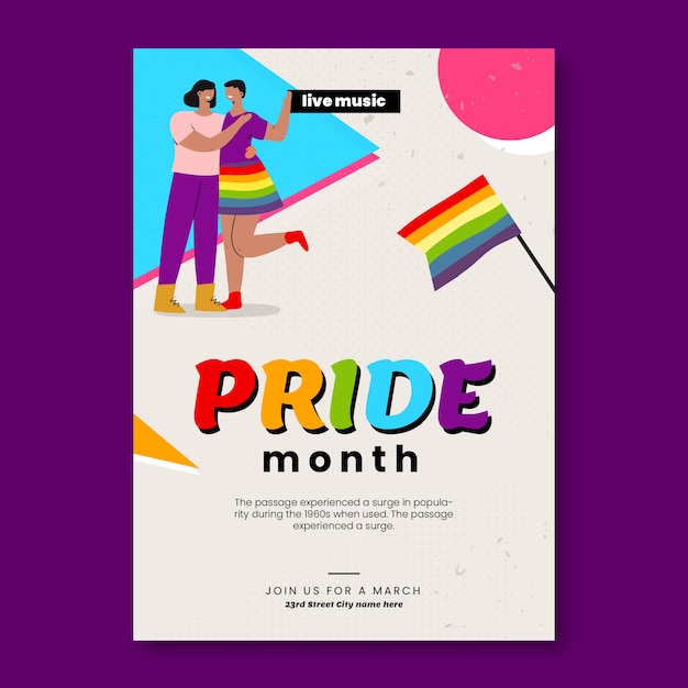 Free vector pride month geometric invitation template