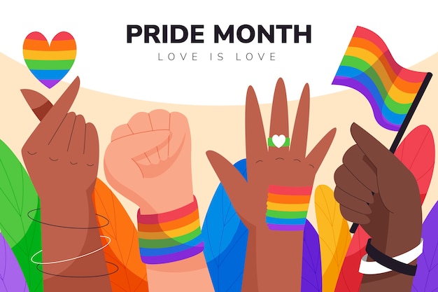 Free vector pride month hand drawn flat lgbt background