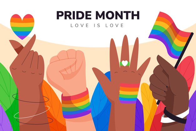 Pride month hand drawn flat lgbt background