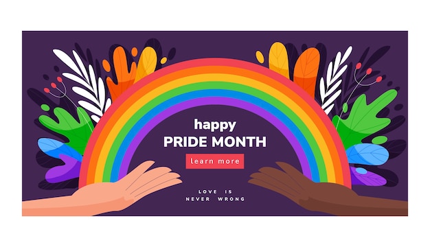 Pride month hand drawn flat lgbt banner