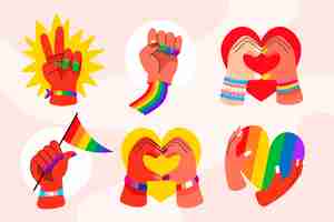 Free vector pride month hand drawn flat lgbt element collection