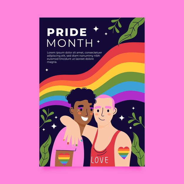 Pride month hand drawn flat lgbt flyer or poster