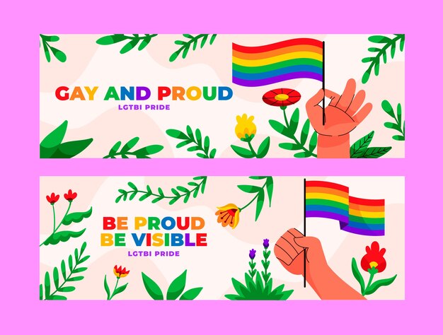 pride month hand drawn flat lgbt pride banner