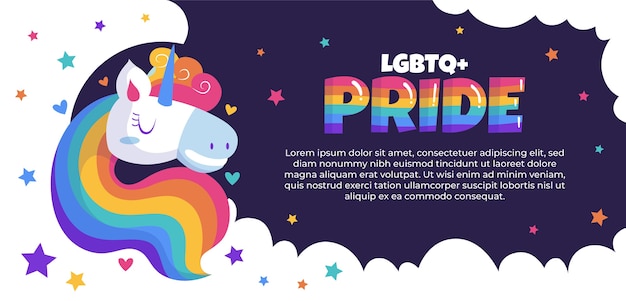 Vettore gratuito banner di orgoglio lgbt piatto disegnato a mano del mese di orgoglio