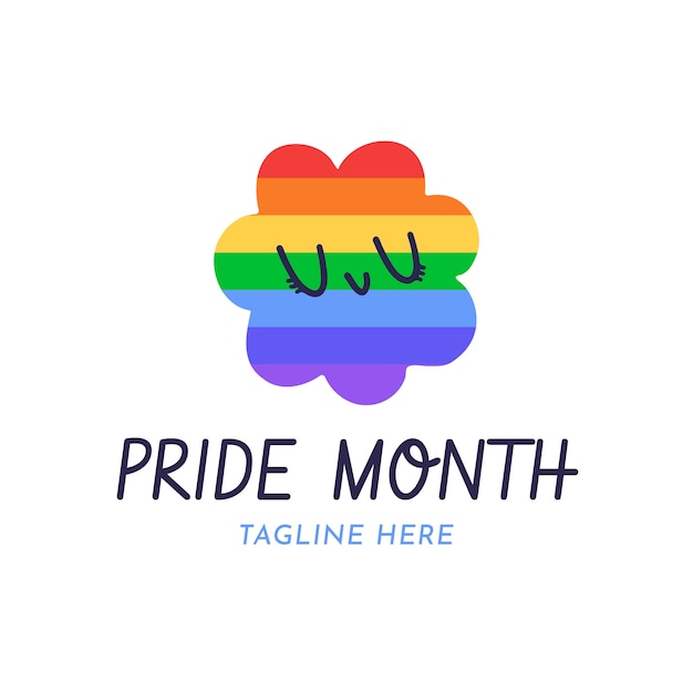 Pride month hand drawn flat lgbt pride logo