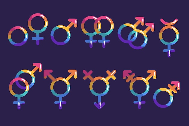 Free vector pride month hand drawn flat lgbt symbols