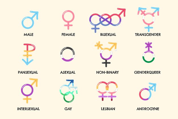 Free Vector pride month hand drawn flat lgbt symbols