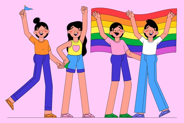 Free vector pride month hand drawn lgbt background