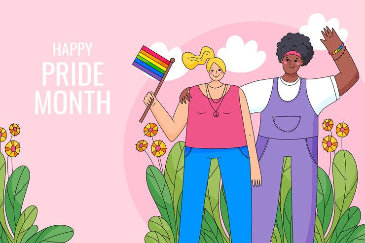Free Vector pride month hand drawn lgbt background