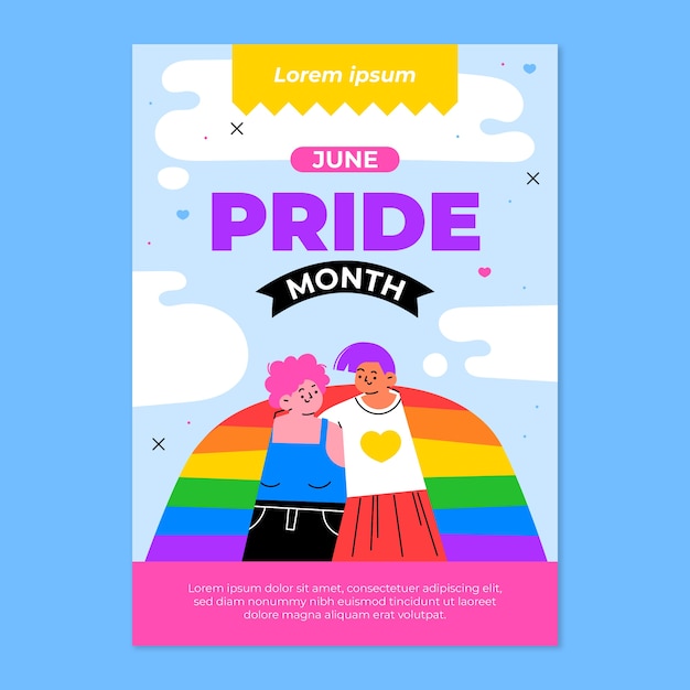 Pride month hand drawn lgbt poster or flyer