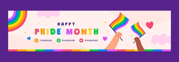 Free vector pride month hand drawn twitch banner