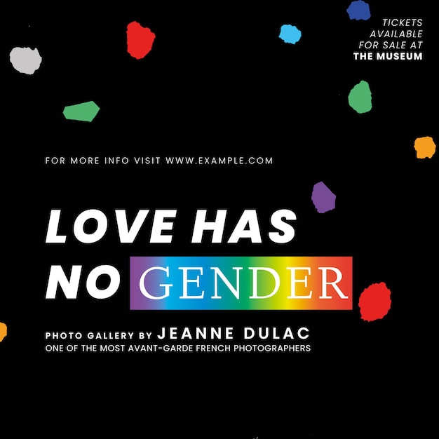 Free vector pride month template vector with love has no gender quote for social media post