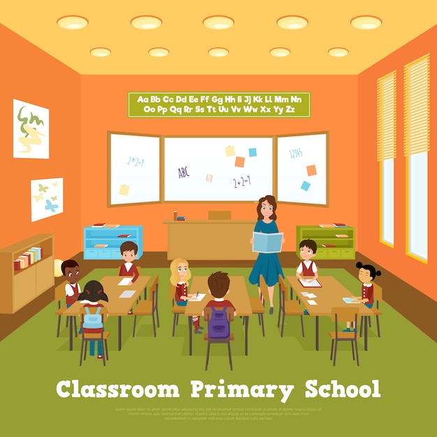 Free vector primary school classroom template