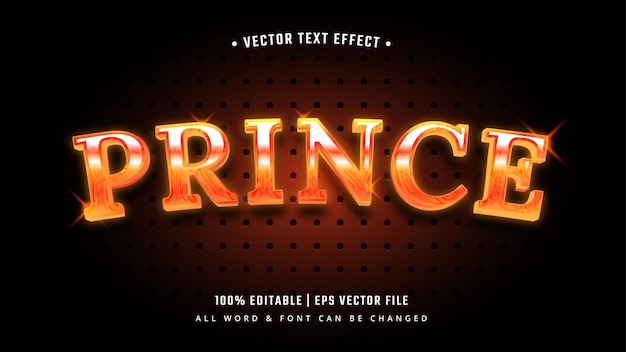 Prince shiny glowing 3d text style effect. editable illustrator text style.