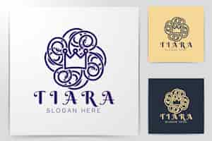 Free vector princes tiara. mono line logo ideas. inspiration logo design. template vector illustration. isolated on white background